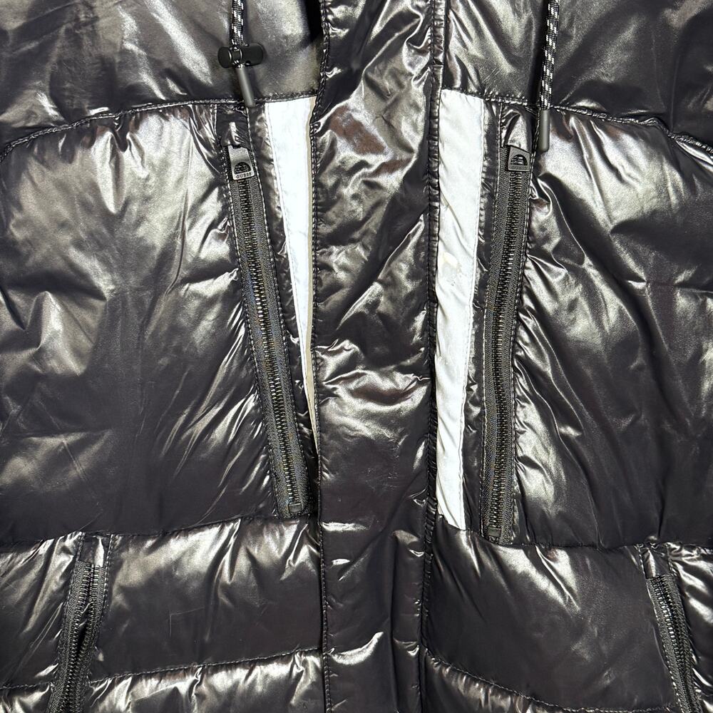 Guess Men's LOGO arm Hooded Puffer Coat - Black Xlarge $225 - Picture 4 of 9